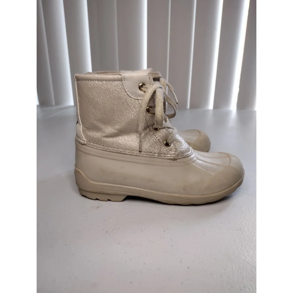 Sperry Top Sider Kids Boots‎ Beige Glitter Waterproof Duck Boots Size 1